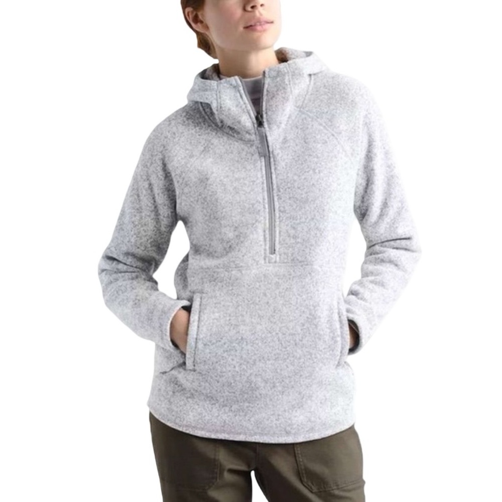 The North Face Crescent Half Zip Fleece Hoodie Gray Pullover Women's Large